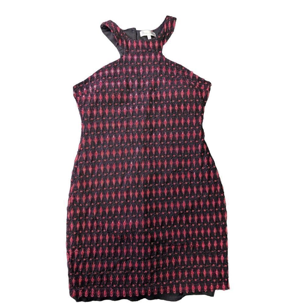 Honey and Rosie Diamond Red and Black Bodycon Halter Dress
